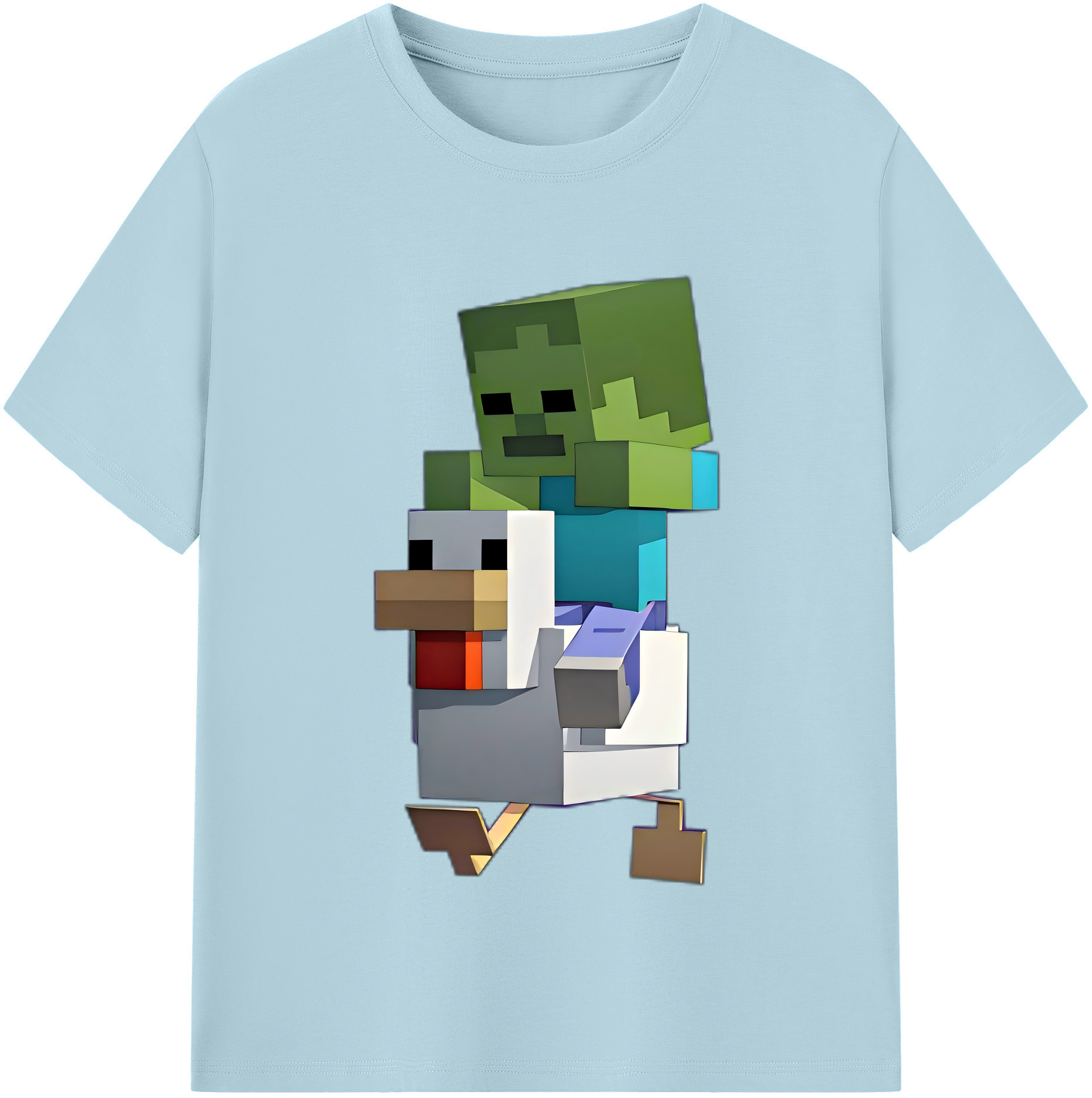 （画像用） マインクラフト ブロックの世界 Minecraft MC Block world 綿100％半袖Tシャツ（フロントプリント）
